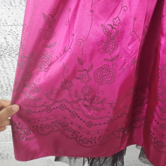 Jona Michelle Velvet Bow Tulle Holiday Special Occassion Tie Back Dress Size 8 - Picture 3 of 8